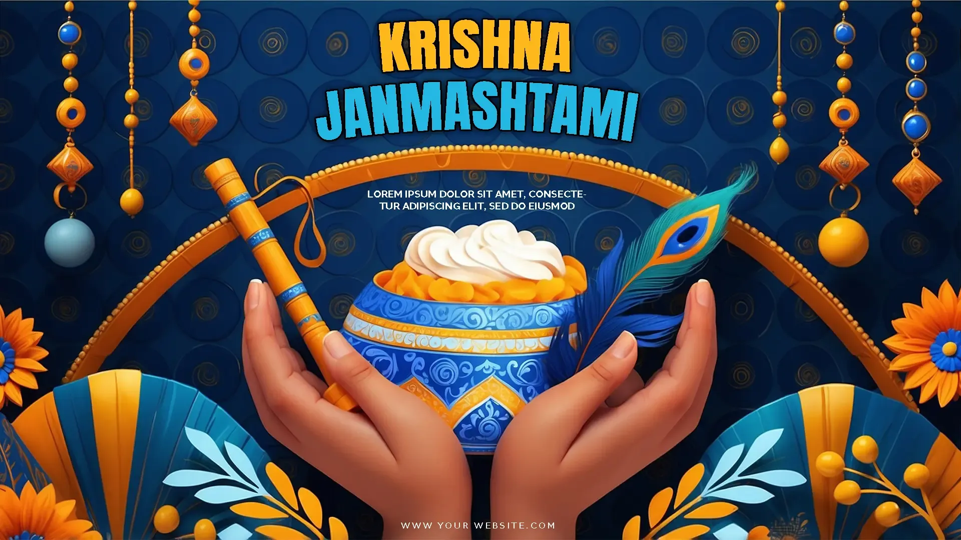 Exclusive Krishna Janmashtami PSD Graphics for Festive Projects image